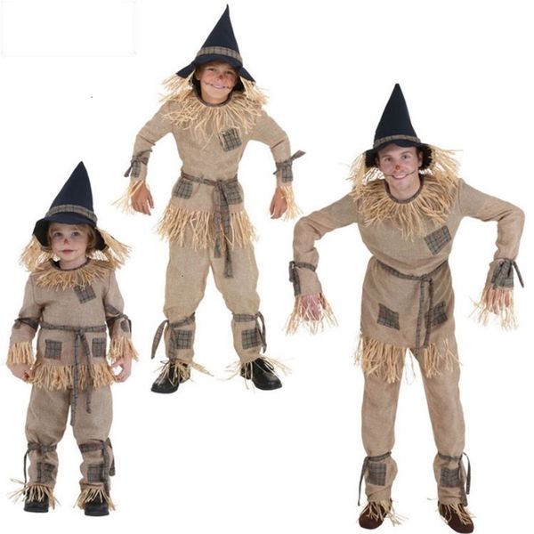 

new halloween performance scarecrow costumes cosplay the wizard of oz party role for kid carnival costume with hat, Black
