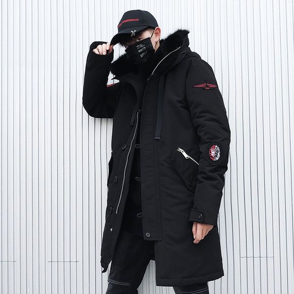 

хип-хоп с капюшоном утепленная camo толстые 2019 мужчины, Black