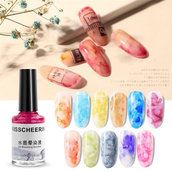 

watercolor ink 15ml nail polish fast dry manicure long lasting unique nail art diy design varnishes smoke effect smoke smudge, Red;pink