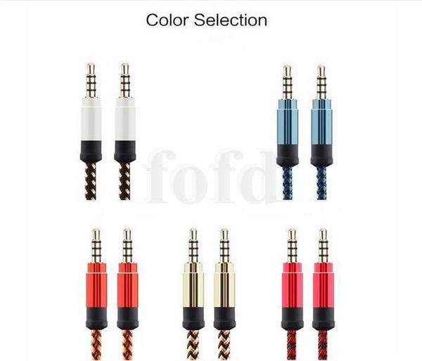 

braided weave aux audio cable line 5ft 1.5m 3m 3.5mm male stereo aux audio extendtion cables for cell phones mp3 speaker tablet pc 100pcs up