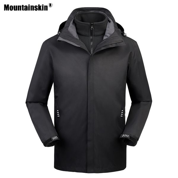 

mountainskin men women's 2 pcs hiking jacket outdoor sports thermal windbreaker climbing camping trekking skiing male coat va662, Blue;black