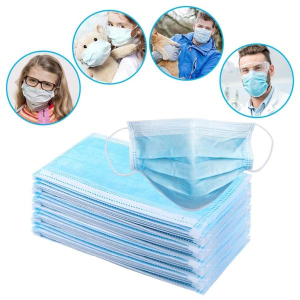 

in stock disposable face mask 3 layer ear-loop dust mouth masks cover 3-ply non-woven disposable dust mask soft breathable shipping by dhl