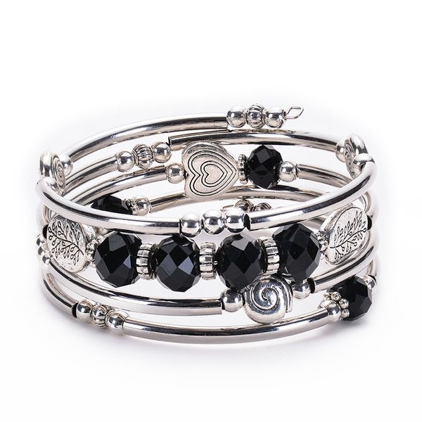 

new fashion unique shinny crystal bracelet boho national multilayer enwind bracelet multicolor optional, Black
