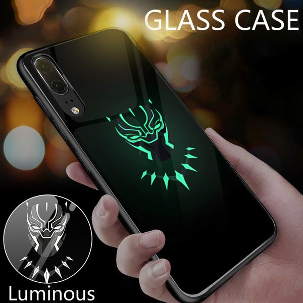 

Marvel Batman Superman Spiderman Luminous Glass Case For Huawei P20 P 20 Pro Lite Avengers Black Panther iron Man Phone Cover