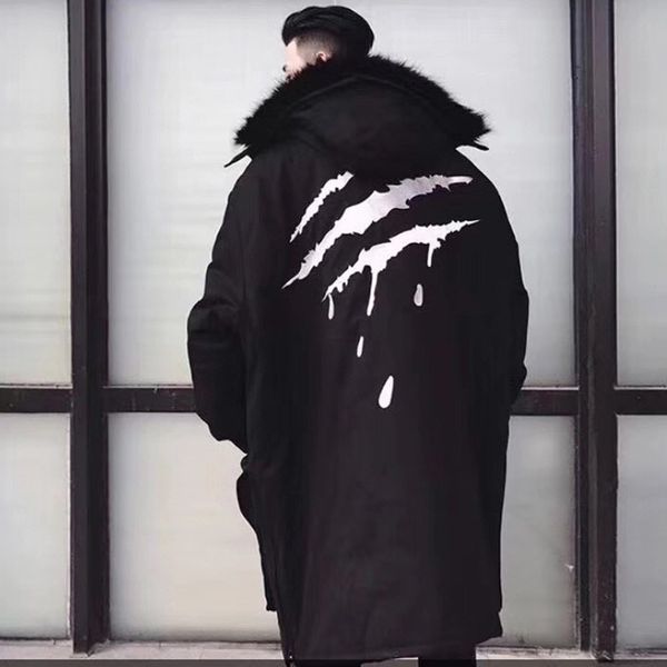 

winter parka men winter fur warm thick jackets cotton chaquetas hombre parkas mens outerwear mens jackets and coats, Black