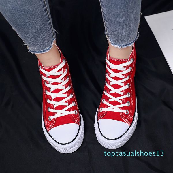 

binhiiro canvas shoes breathable fashion lovers vulcanized shoes classic red high-canvas shoes men size 35-44, Black