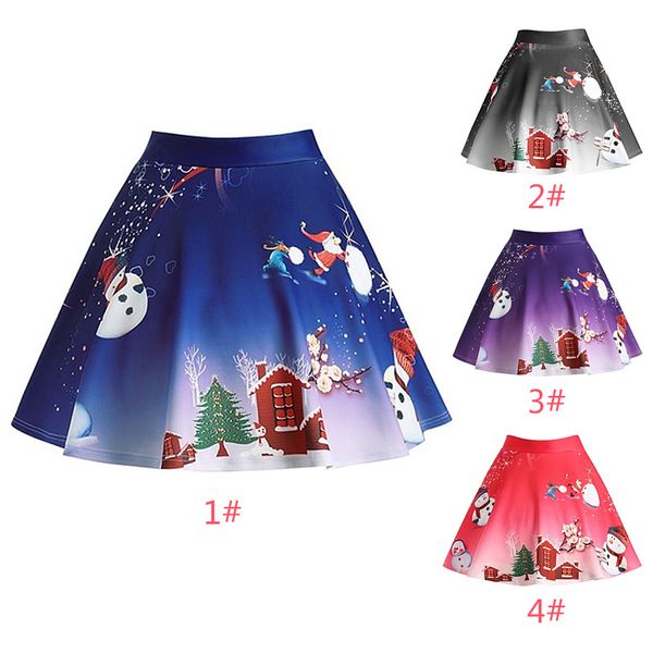

2018 women pleated skirt christmas tree printed vintage skirt high waist retro cotton midi a line floral skirts tc1130w