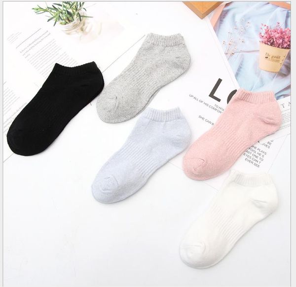 

new women's socks solid color cotton socks fashion breathable sports shallow mouth boat socks, Black
