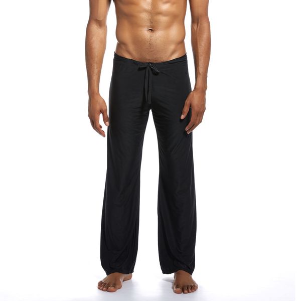 

men's cotton homewear check drawstring pants menswear men slim fit pure home pants yoga tie-up comfortable trousers 4.18, Black