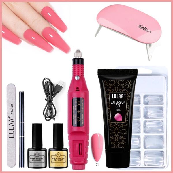 

lulaa new nail polish rubber manicure nail extension kit uv/led ptherapy machine lamp file polishing machine