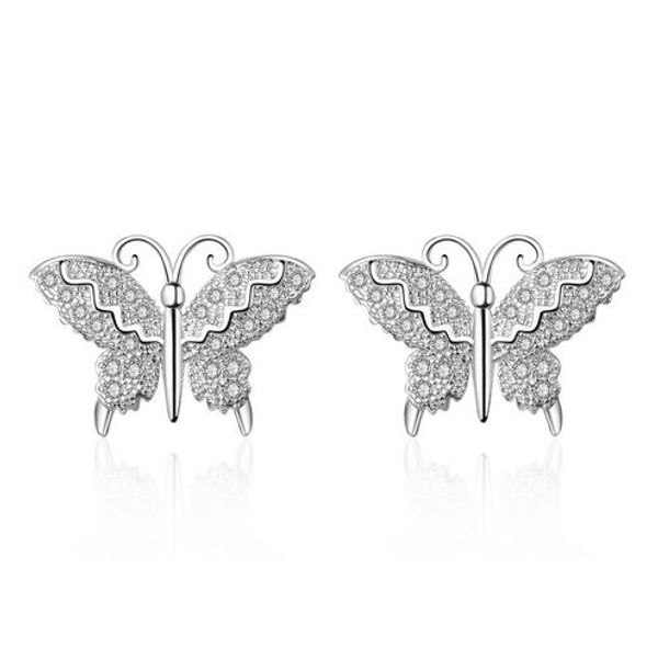 

925 sterling silver needle zircon earrings creative butterfly earrings small fresh 2020 new hypoallergenic beast jewelry