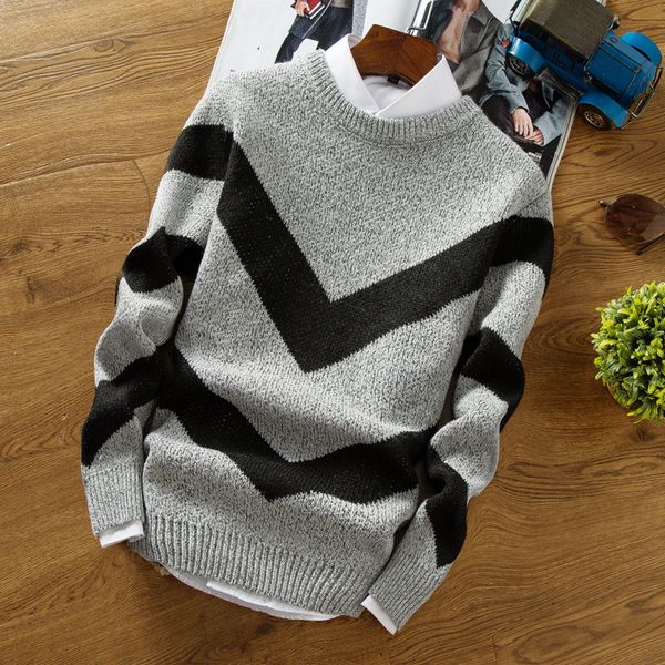 

2019 autumn new handsome cashmere sweater men long sleeve slim fit round neck mens christmas sweaters and pullover men y, White;black
