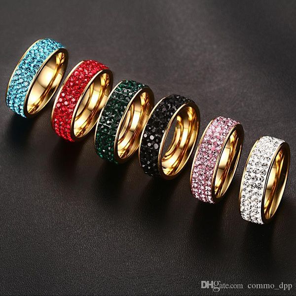 

316l stainless steel iced out rings for women bling crystal luxury cool finger rings mens couple fashion jewelry bulk, Silver