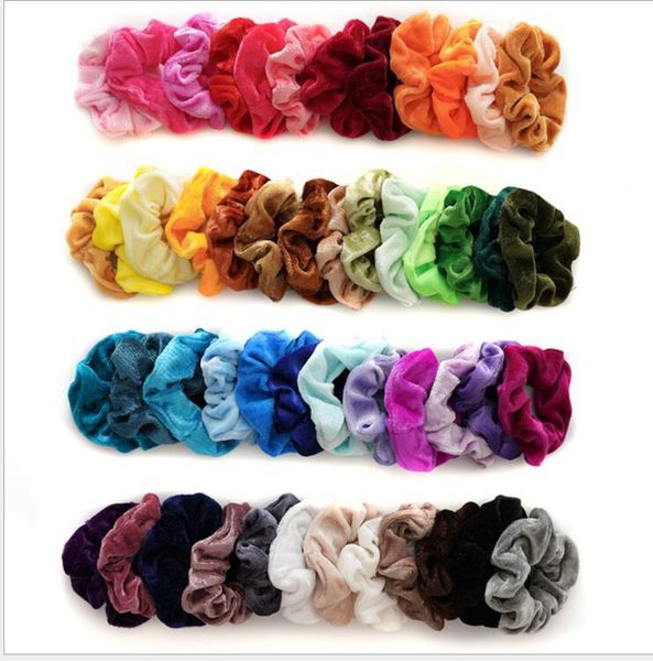 42 Cores Solid Rabo de Cavalo Scrunchies Hair Scrunchies Velvet Elastic Bands Scrunchy Ties Ropes Scrunchie for Women and Girls