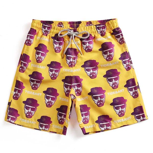

men's surfing shorts fashion beard man printed board shorts bermuda surf male beach boardshort knee length beach pants