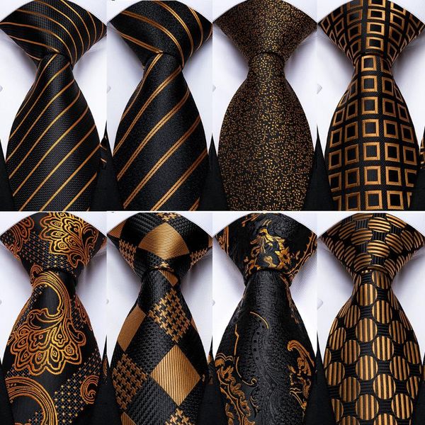 

подарок мужчины tie черный золото полосатый paisley шелковый свадебный галстук для мужчин dibangu hanky ​​запонки fashion set, Black;blue