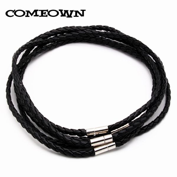 

comeown (12"-30") 10pcs 4mm black braided pu leather cord/string choker necklace for women diy jewelry necklace, Silver