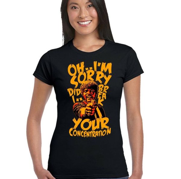

womens concentration funny pulp fiction movie t-shirt samuel clear, White;black