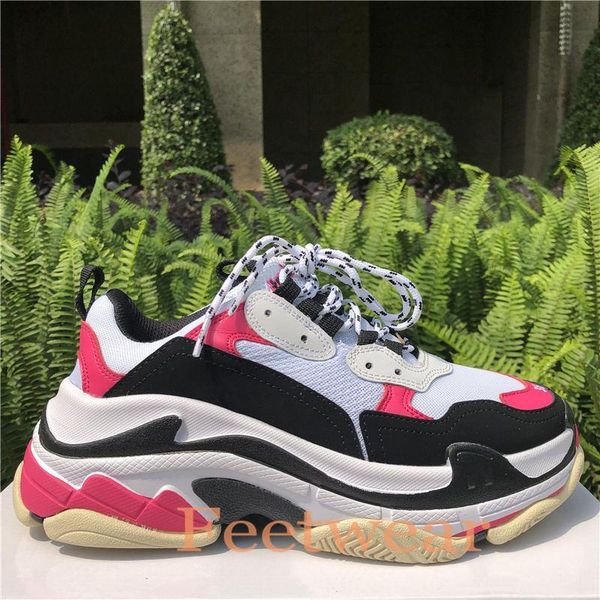 

platform luxury designer shoes triple s beige green yellow old dad mens womens trainers sneakers paris designer shoes, Black