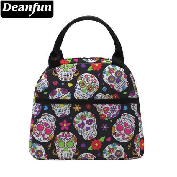 

deanfun lunch bag for women fashion colorful skull lunch bags insulated picnic bag girls kids 17004, Blue;pink