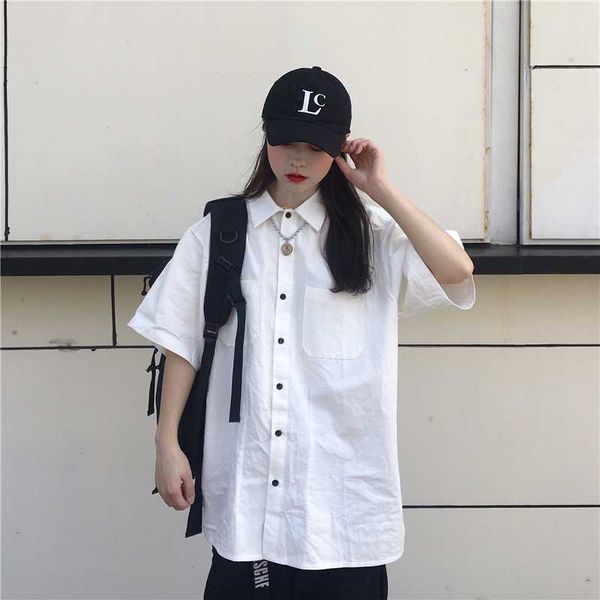 

korean retro casual classic men shirt solid black loose short sleeve button shirts overhemden heren summer men clothes mm60ncs, White;black