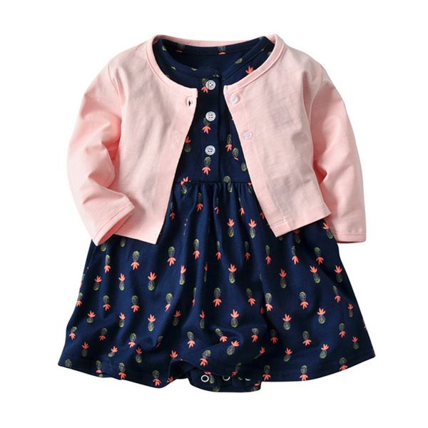 

spring style newborn girl dress pure cotton long sleeve cardigan short sleeve dress girls clothes set outfits set, Red;yellow