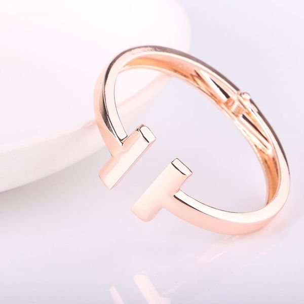

european and american fashion metal simple work glyph wide-brimmed titanium steel bracelet titanium women's bracelet ins style1, Black