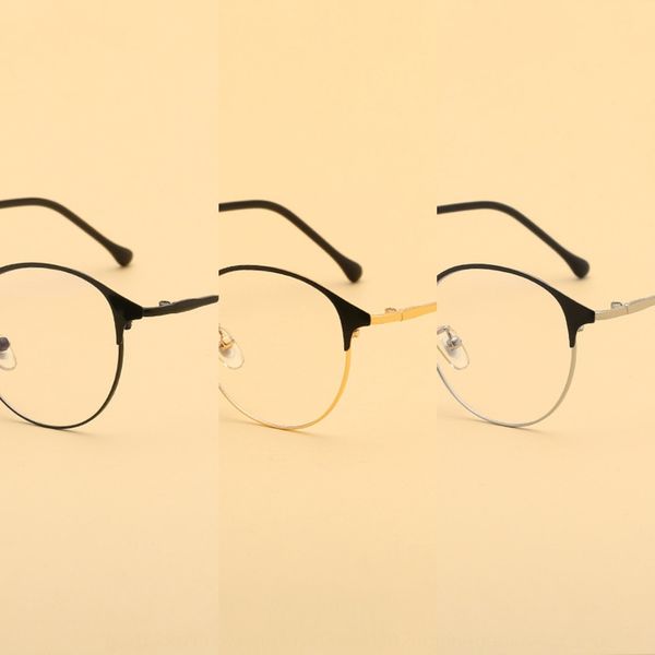 

2019 myopia myopia men's and women's general metal anti-blue light plain glasses artistic glasses, Silver