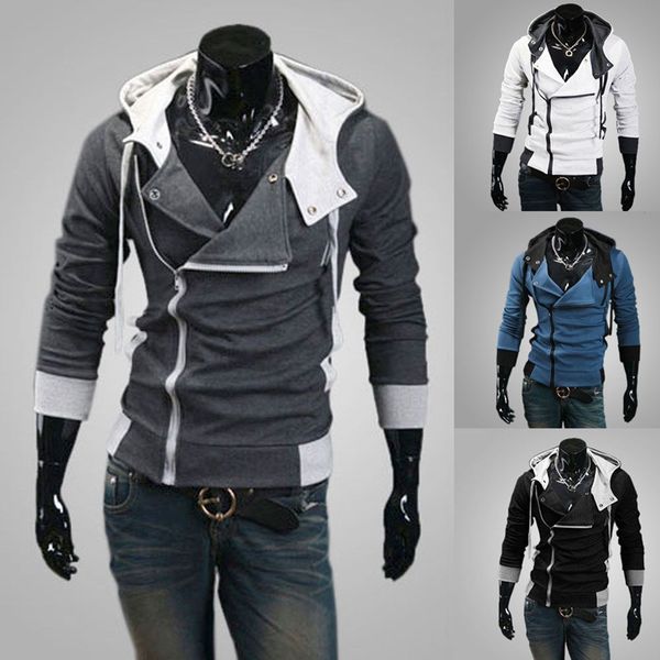 

men's winter slim hoodie warm hooded sweatshirt coat jacket outwear, Black
