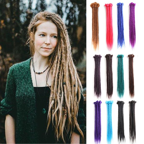 

10pcs/lot blonde reggae hair handmade dreadlocks extensions fashion hip-hop style 20inch soft locs crochet braiding hair for women/men, Black