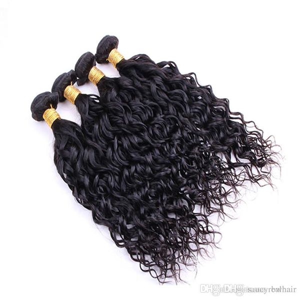 

water wave hair curly weave remy brazilian virgin hair wet and wavy malaysian human hair extensions 6 bundles 50g one bundle, Black