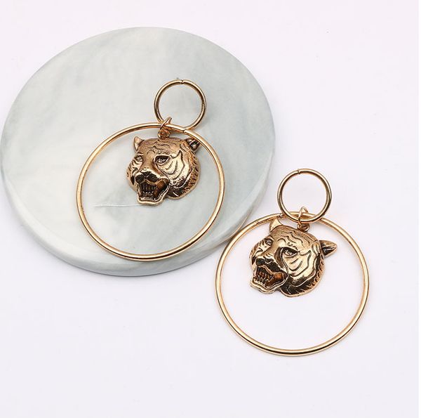 

2020 high-end fashion earrings high jewelry lion head earrings classical elegance temperament simple women earrings jewelry, Golden