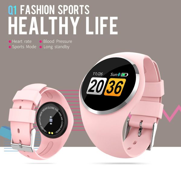 

q1 bluetooth girl smart watch fashion lady women heart rate monitor fitness tracker smartwatch app for ios android phones