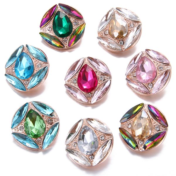 

20pcs t18mm glass square flower fashion snap button bracelet bangle charm rhinestone button ginger crystal snaps, Black
