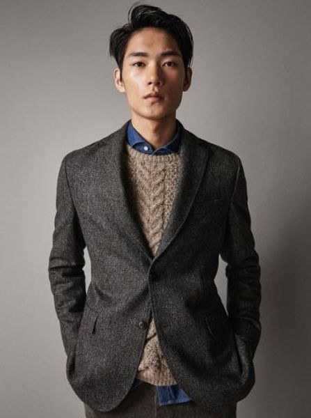 

new arrival mens jacket only warm winter trench coat slim fashion men 's suit jacket coat herringbone pattern tweed man, White;black