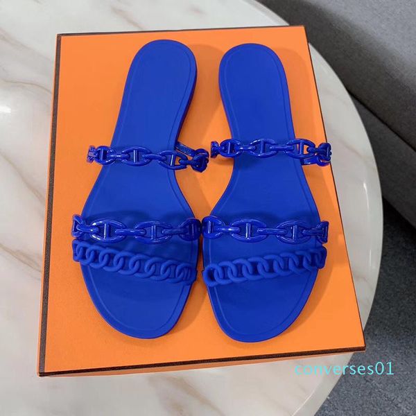 

2020 fashion designer sandals with chaine d'ancre women sandals slides flat flip flops slippers party wedding sandals co01, Black