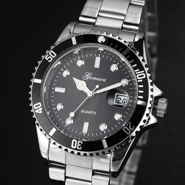 

fashion 2019 gonewa men fashion stainless steel date sport quartz analog wrist watch fast shipping dropshipping, Slivery;brown