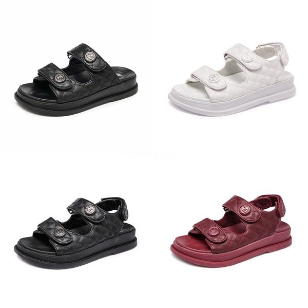 

summer sandals women fashion round head hollow sandals flat bottom non-slip beach summer zapatos mujer casual shoes#920, Black