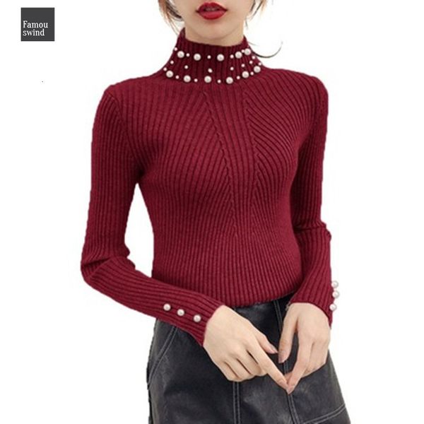 

новый свитер осень и зима женщины pearl бисера тонкий o шею длинным рукавом вязать свитер и пуловер sw854, White;black