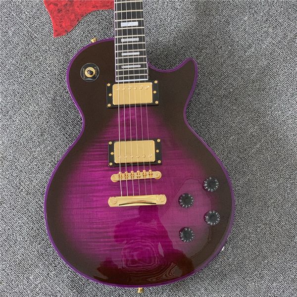 

019 purple electric guitar,mahogany body and neck with golden hardware,