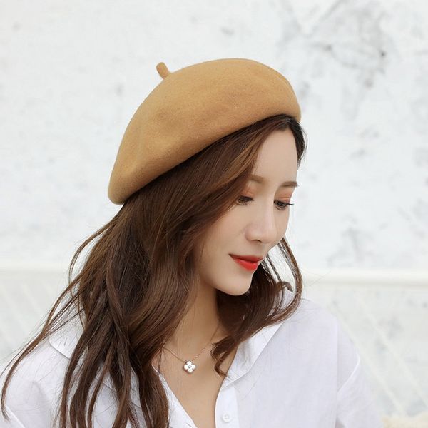 

women winter beret hats wool blend french bohemian beret, Blue;gray