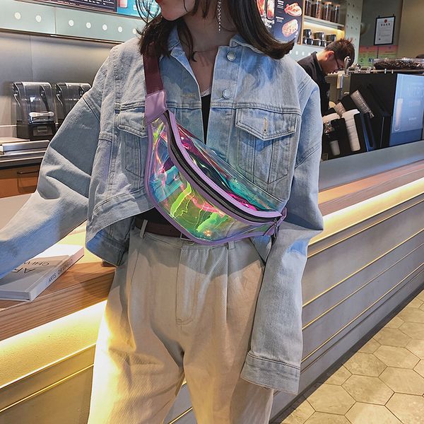 

single shoulder radio luggage transparent slant backpack women's bag 2019 new leisure baitao small backpack women's breast bag
