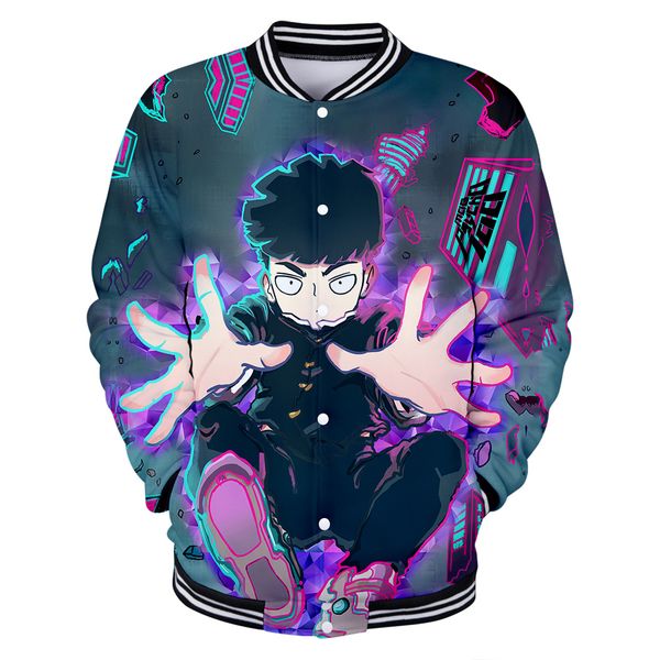 

mob psycho 100 men jackets japanese anime bomber jackets one punch the series men coat cartoon streetwear baseball jersey, Black;brown