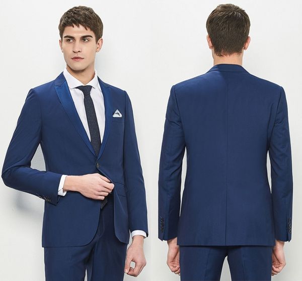 

custom made slim fit dark blue groom tuxedos man suit notch lapel groomsman men wedding suits bridegroom(jacket+pants, Black;gray