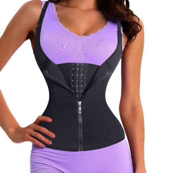 Frauen Zipper Body Shaper Weste Schlanke Verstellbare Schulter Gurt Taille Training Cincher Hemd Korsett Wear Abnehmen Gürtel fragen