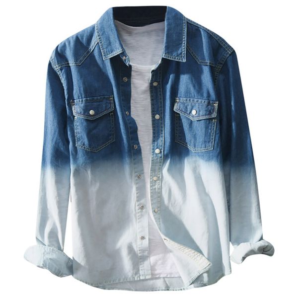 

mens shirts slim fit mens casual gradual-change long sleeve patchwork shirt shirts men dress camisas de homem camisa masculina, White;black