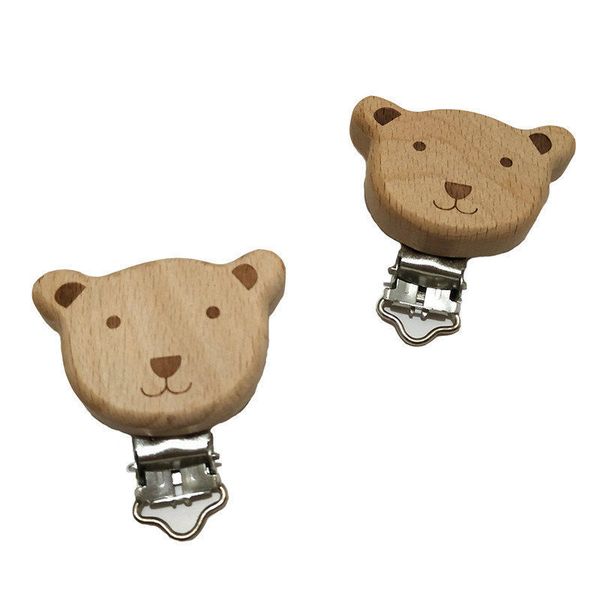 

natural beech wood bear pacifier clip unfinished nontoxic baby nipple holder diy infant pacifier clasps accessories