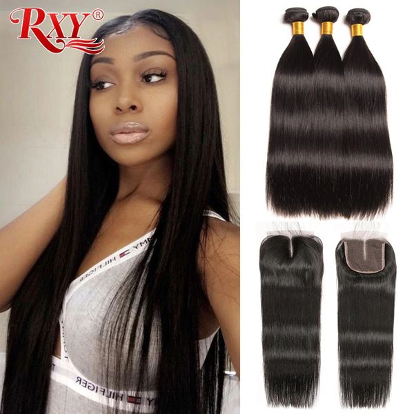 

гх перуанских пучки волос с закрытием перуанской straight связкой волос с закрытием straigh человеческих волосами 3 связкой с закрытием не л, Black;brown