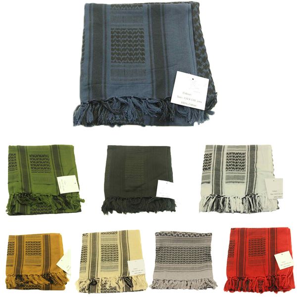 

мужчины женщина tactical keffiyeh shemagh арабских шарф шаль шея крышка головка wrap синего 100% хлопок зима шарфы, Black
