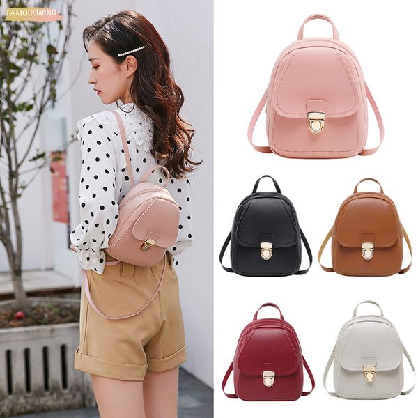 

mini shoulder bag flap rucksack women plain girls faux leather school bag fashion solid soft travel handbag multifunction shoulder bag